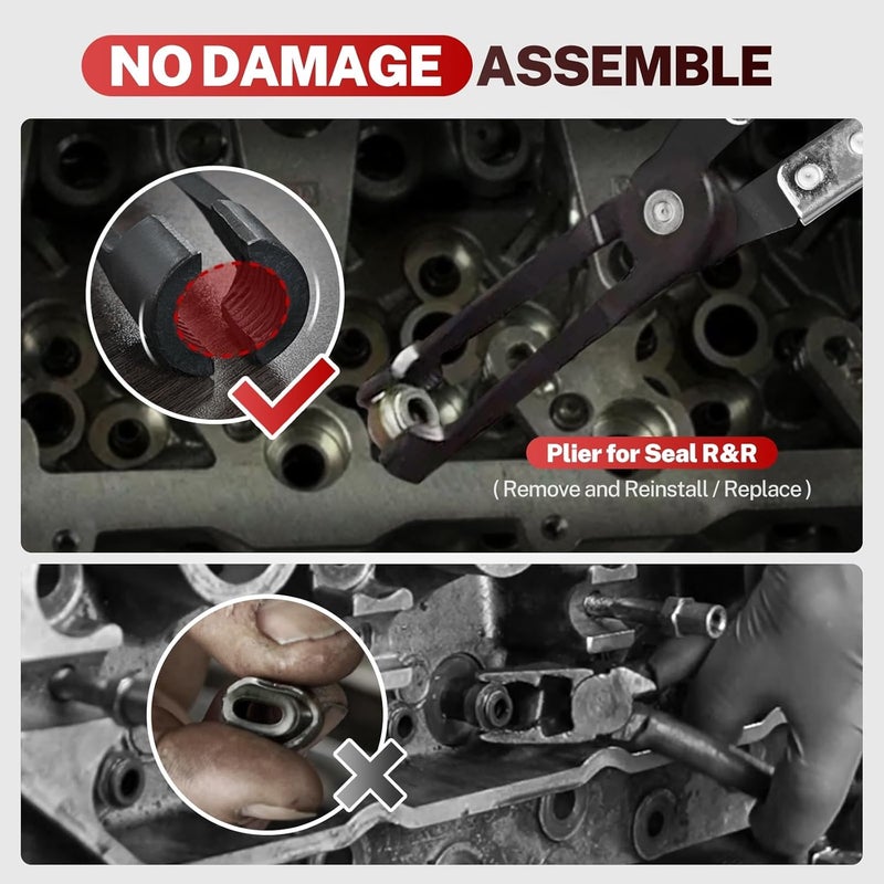 BILITOOLS 13pcs Valve Spring Compressor Tools with Straight Valve Stem Seal Plier, Valve Lapping/Grinding Tool - Image 4